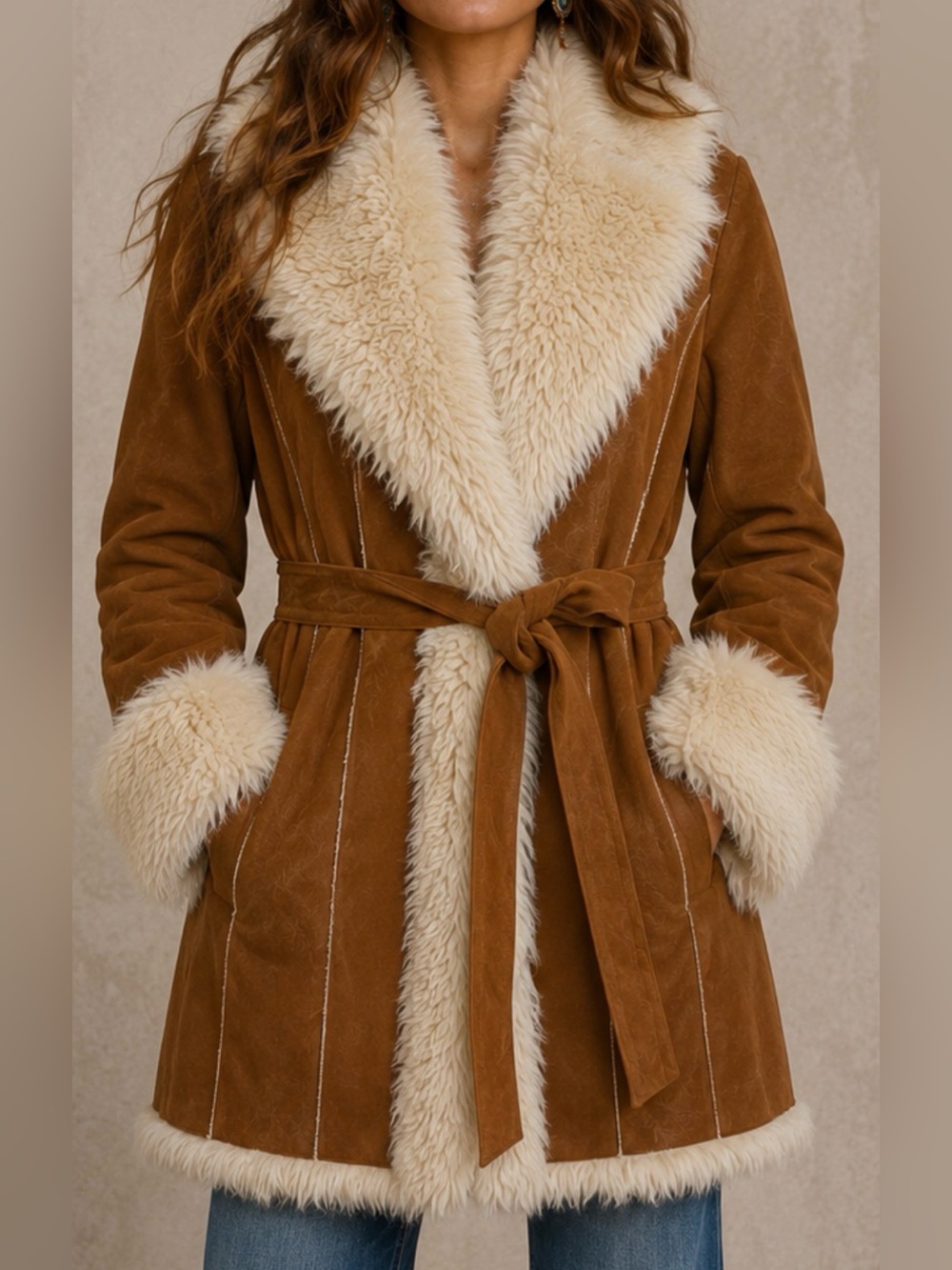 NWOT! “Penny Lane” Faux Fur/Suede Jacket, XS/S The Pyramid Collection